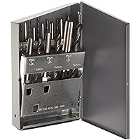 Chicago Latrobe 52541 HM18 High-Speed Steel Jobber Length Drill Bit and Tap Set with Metal Case, Black Oxide Drill Bits/Uncoated Taps, Metric, 18-piece, Metric Drill Bit Sizes, M2.5 to M12 Tap Sizes