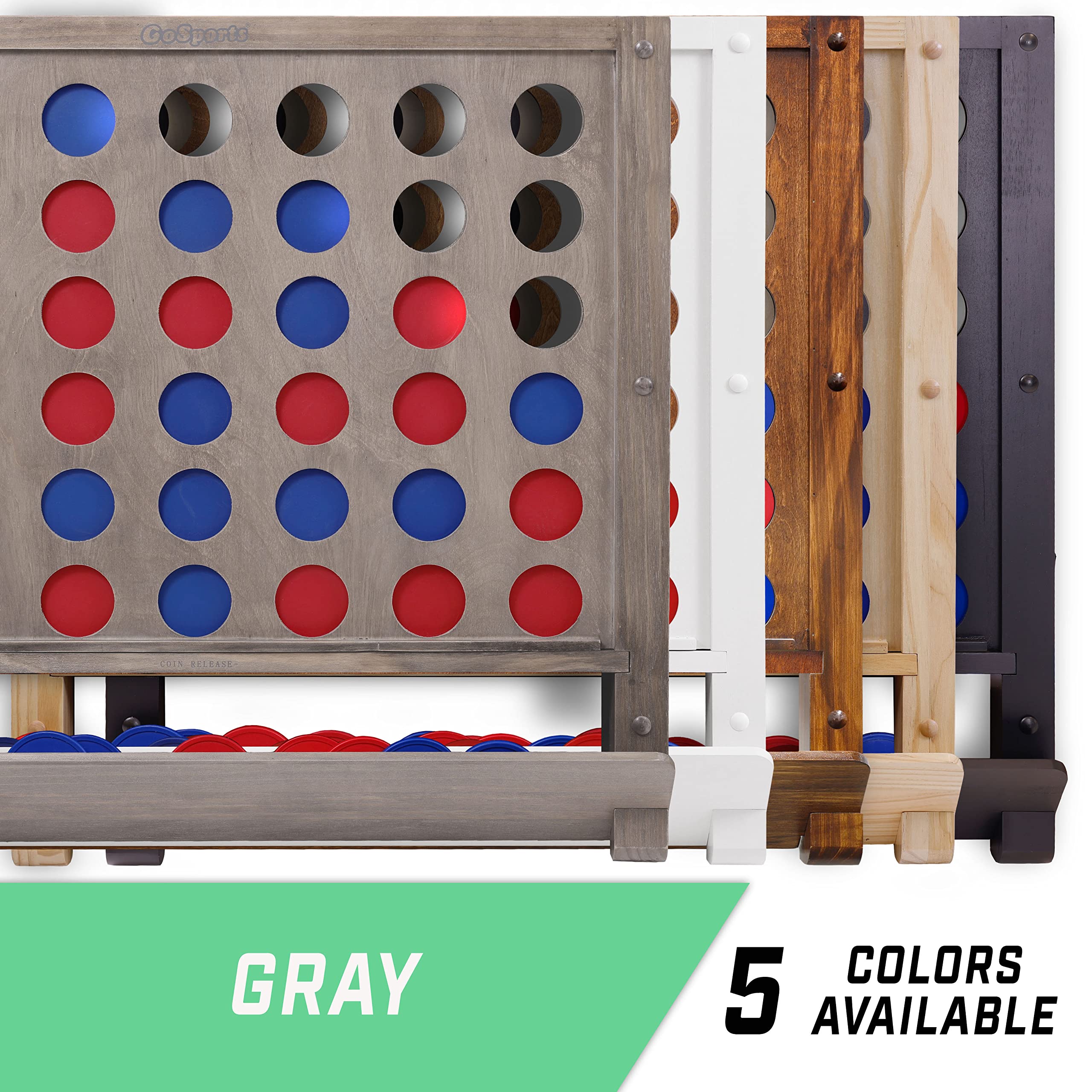 GoSports Wall Mounted Giant 4 in a Row - Jumbo Four in a Row with Coins - Choose Your Style