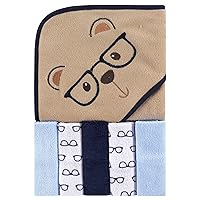 Luvable Friends Unisex Baby Hooded Towel with Five Washcloths, Smart Bear, One Size