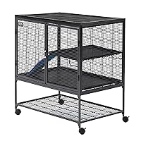 MidWest Homes for Pets Deluxe Critter Nation Single Unit Small Animal Cage (Model 161) Includes 1 Leak-Proof Pans, 1 Shelf, 1 Ramps w/ Ramp Cover & 4 locking Wheel Casters, Measures 36