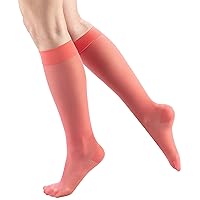 Truform Sheer Compression Stockings, 15-20 mmHg, Women's Knee High Length, 20 Denier, Pink, Medium