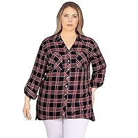 Ruby Rd. Womens Womens Plus-Size Flannel TopBlouse