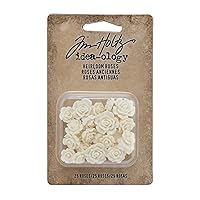 Embellishments by Tim Holtz Idea-ology, Heirloom Roses, Pack of 25, Assorted Sizes, White, TH93210