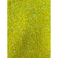 Stephanie Yellow Sequins on Yellow Stretch Velvet Fabric by The Yard for Gowns, Dresses, Tops, Skirts, Costumes, Crafts - 10185
