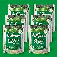 Fullgreen Riced Broccoli & Cauliflower - Low-Carb & Low-Cal Broccoli & Cauliflower Rice - 89% Less Carbs Than Rice - Vegan, Gluten/Grain Free & Non GMO - Heat & Eat in Minutes - Includes 6 Pouches