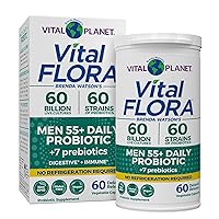 Vital Planet - Vital Flora Men Over 55 Daily Probiotic, 60 Billion CFU, Diverse Strains, Organic Prebiotics, Immune Support, Digestive Health Shelf Stable Probiotics for Men, 60 Capsules