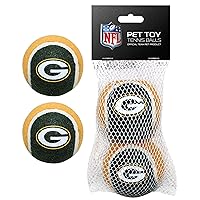 Pets First NFL GREEN BAY PACKERS TENNIS BALLS for DOGS & CATS - 2 piece set with Team Logo in Vibrant Team Color