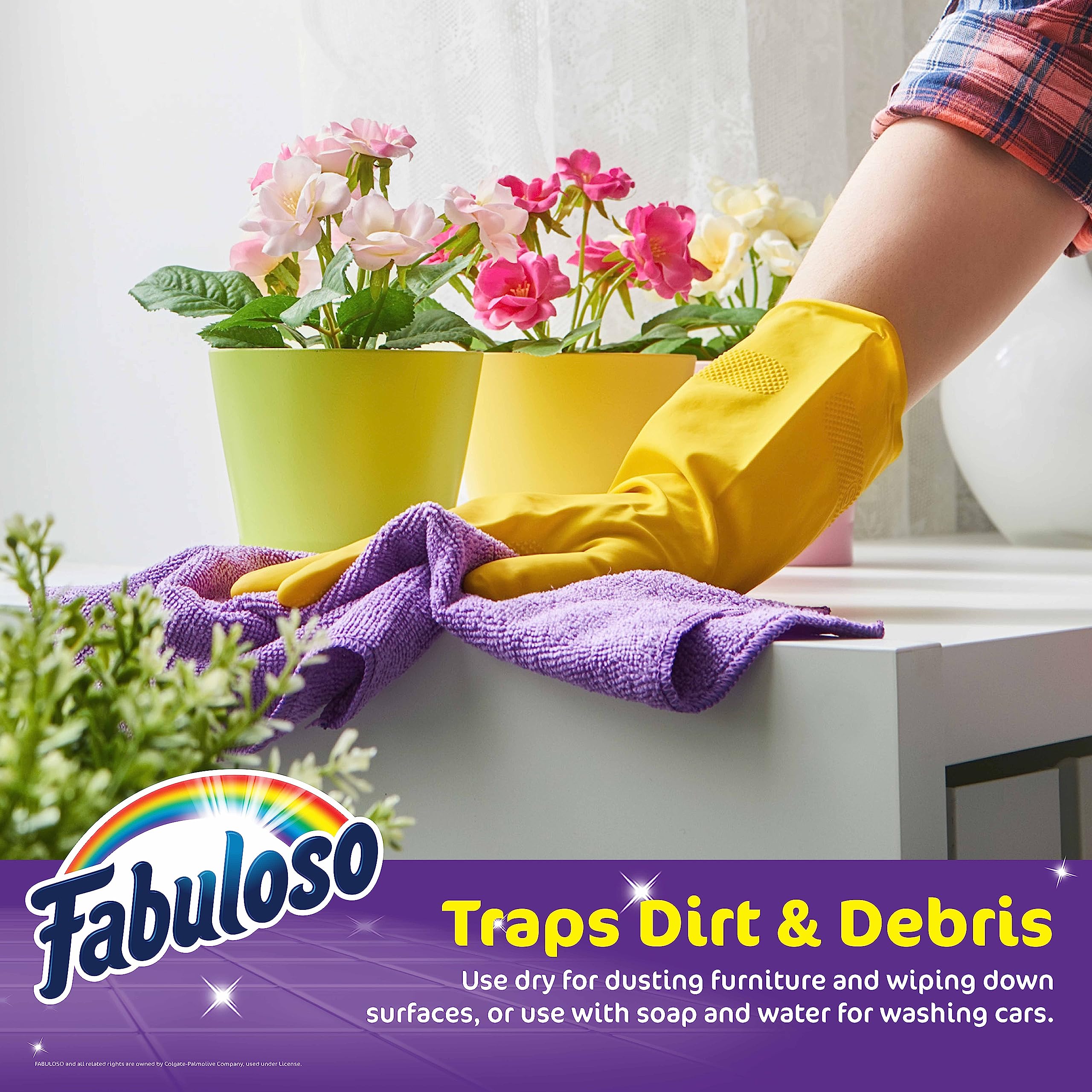 Fabuloso Microfiber Cleaning Cloths, 8 ct, Rainbow Colors | Lint-Free, Scratch-Free Cleaning Cloths for Surfaces and Wood Furniture | Microfiber Dustless Cloth for Bold and Bright Cleaning Experience