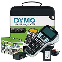 Dymo LabelManager 420P High Performance Rechargeable Portable Label Maker Kit, ABC Keyboard with 4 Rolls of D1 Labels & Carrying Case