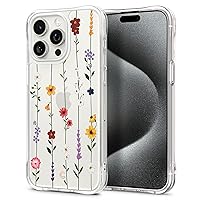 CYRILL Cecile Compatible with iPhone 15 Pro Case for Women (2023), Clear Case Cute Floral Design with Flowers Slim Fit Profile - Flower Garden