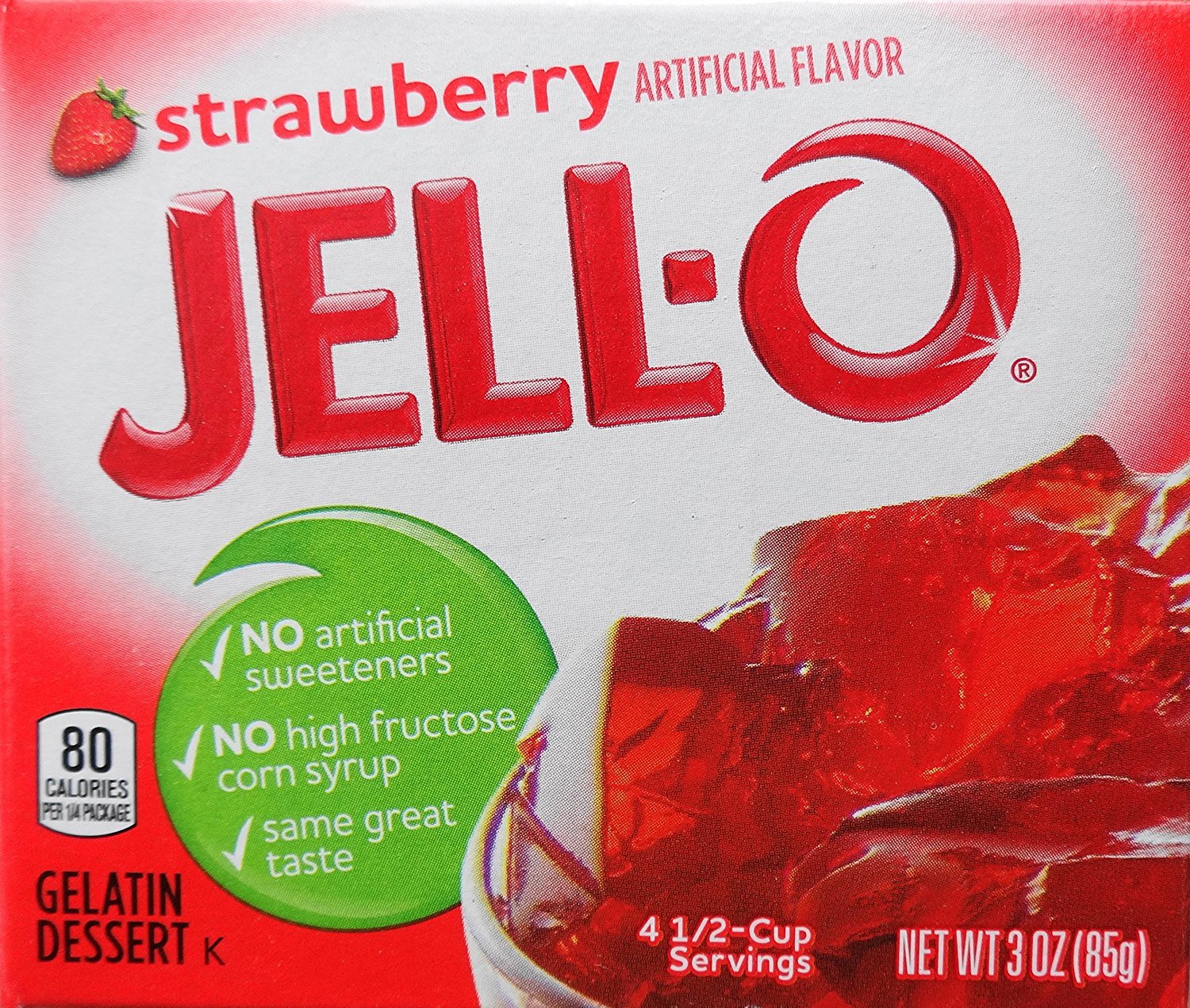Jell-O Gelatin Dessert, Strawberry Flavor, 3-Ounce Box (Pack of 5)