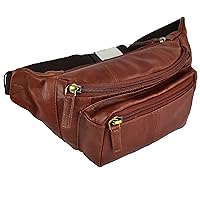 Visconti Leather Unisex Fanny Pack - Brown