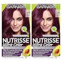Hair Color Nutrisse Ultra Color Nourishing Creme, V2 Dark Intense Violet (Spiced Plum) Purple Permanent Hair Dye, 2 Count (Packaging May Vary)