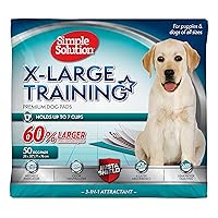Simple Solution Extra Large Training Puppy Pads - 3 in 1 Attractant - Absorbs Up to 7 Cups of Liquid - 28x30in - 50 Count