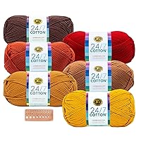 Lion Brand Yarn - 24/7 Cotton - 6 Skein Assortment (Autumn)