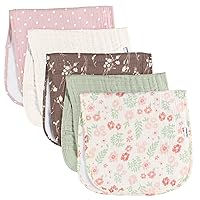 Gerber Baby Unisex Muslin Burp Cloths 5-Pack, Multi Pink Floral, Large Size 20