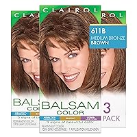 Clairol Balsam Permanent Hair Dye, 611B Medium Bronze Brown Hair Color, Pack of 3