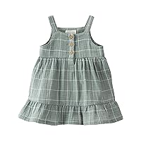 little planet by carter's baby-girls Baby & Toddler Girls' Organic Cotton Dress, Spring Moss Plaid, 12 Months