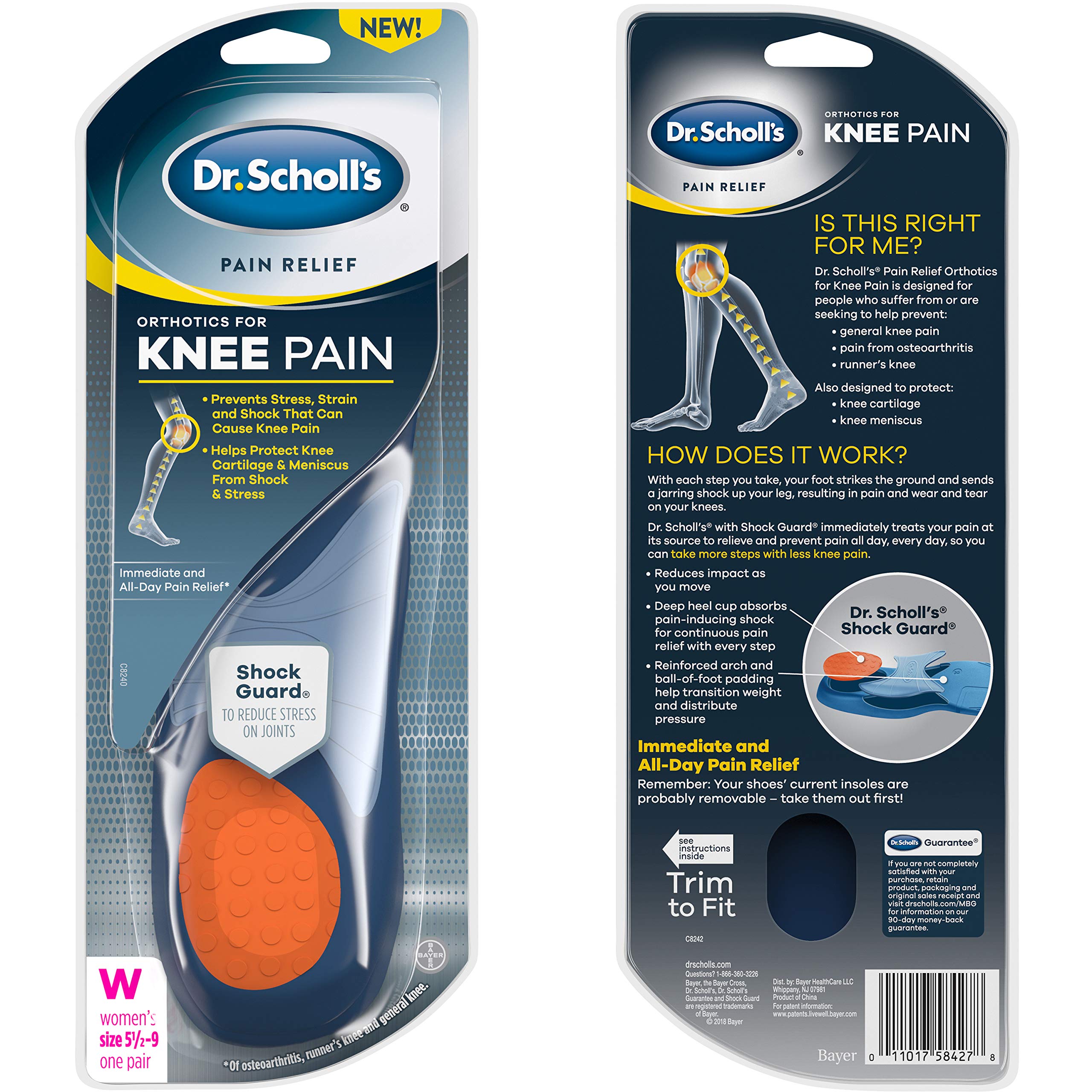 Dr. Scholl's Knee Pain Relief Orthotics // Immediate and All-Day Knee Pain Relief Including Pain from Runner’s Knee (for Women's 5.5-9, Also Available for Men's 8-14)