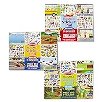 Melissa & Doug Reusable Sticker Pads Set: Habitats, Vehicles, Town: 115 Stickers - Restickable Stickers Book, Sticker Pads For Kids Ages 3+