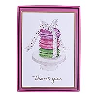 Graphique Watercolor Macaroons Boxed Notecards, 16 Blank Embellished Gold Foil Cards with Matching Envelopes and Storage Box, 3.25