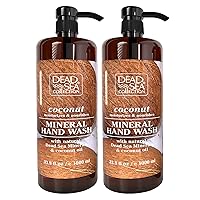 Dead Sea Collection Coconut Oil Liquid Hand Soap - Moisturizing Gel Hand Soap with Pump - Nourishing Hand Wash Cleanser - Pack Of 2 (33,8 Fl, Oz Each)