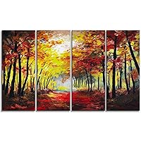 Walk Through Autumn Forest Landscape on Canvas Art Wall Photgraphy Artwork Print