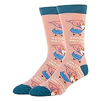 Oooh Yeah Men's Novelty Crew Socks, Positive Funny Fun Crazy Cool Socks