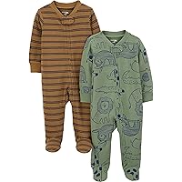 Simple Joys by Carter's Baby Boys' 2-Way Zip Thermal Footed Sleep and Play, Pack of 2