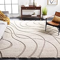 SAFAVIEH Florida Shag Collection Area Rug - 8' x 10', Cream & Beige, Non-Shedding & Easy Care, 1.2-inch Thick Ideal for High Traffic Areas in Living Room, Bedroom (SG471-1113)