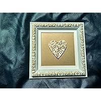 White gold ceramic heart frame (7.87x7.87) in