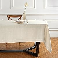 Solino Home Flax Linen Tablecloth 70 x 120 Inch – 100% Pure European Flax Linen Hemstitch Tablecloth – Machine Washable Rectangular Table Cover for Spring, Summer – Sonoma Prewashed