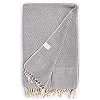 Bersuse 100% Cotton Ventura XL Throw Blanket Turkish Towel - 60x90 Inches, Black