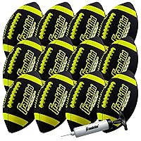Franklin Sports Youth Footballs - Junior + Pee Wee Kids Footballs - All-Weather Synthetic Leather Outdoor Footballs - Extra Grip 1000 Footballs for Kids - 1 Packs + 12 Football Team Packs