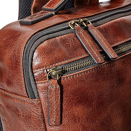 Fossil Men's Buckner Leather Small Convertible Travel Backpack and Briefcase Messenger Bag, Cognac , (Model: MBG9483222)
