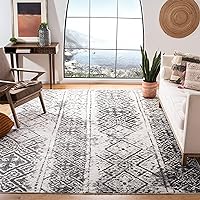 Adirondack Collection Area Rug - 8' x 10', Silver & Black, Moroccan Boho Distressed Design, Non-Shedding & Easy Care, Ideal for High Traffic Areas in Living Room, Bedroom (ADR111H)