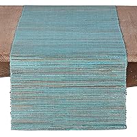 SARO LIFESTYLE 217.TQ1490B Melaya Collection Shimmering Woven Nubby Water Hyacinth Table Runner, 14