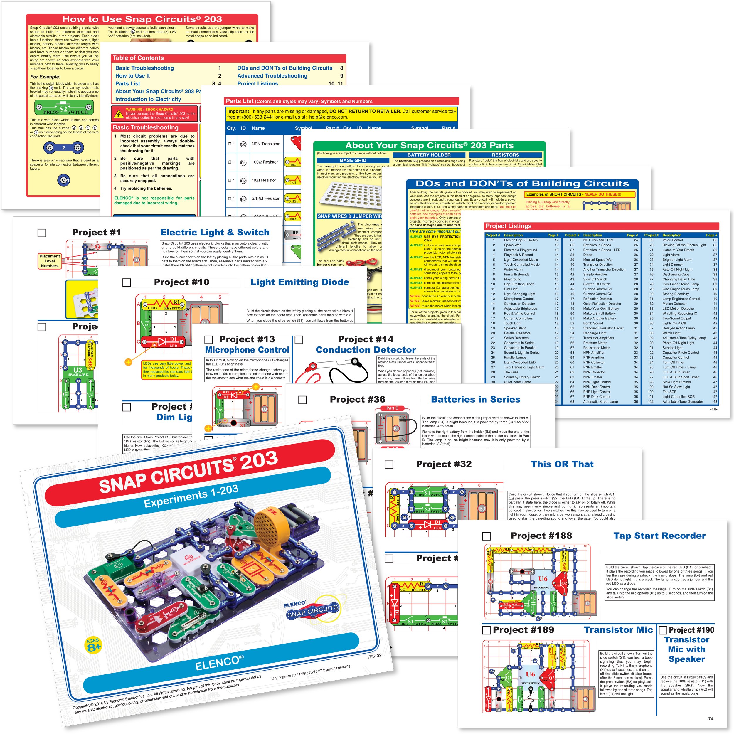 Snap Circuits 203 Electronics Exploration Kit | Over 200 STEM Projects | Full Color Project Manual | 42 Snap Modules | Unlimited Fun