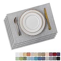 HOME BRILLIANT Cloth Placemats Set of 4 Heat Resistant Washable Plate Mats Placemats for Parties Buffet Dinner Coasters Party Dinner Decor, 13 x 19 inches, Light Grey