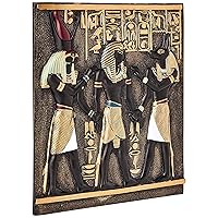 Design Toscano Rameses I Between Egyptian Gods Horus and Anubis Wall Plaque Frieze, 11 Inch, Full Color