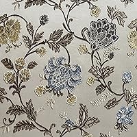 Luxurious Woven Jacquard Floral Design Heavy Furnishing Fabric for Upholstery, Window Treatments and Craft - Width 54 inches - Fabric by Yard (Blue)