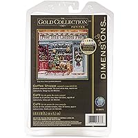 Dimensions Gold Collection Small Counted Cross Stitch Kit, 'Coffee Shoppe', 18 Count White Aida Cloth, 6'' x 6'', Black