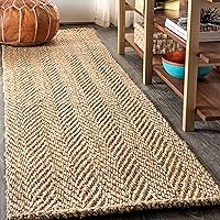 JONATHAN Y NFR101A-28 Espina Hand Woven Herringbone Chunky Jute Indoor Area -Rug Bohemian Farmhouse Easy -Cleaning Bedroom Kitchen Living Room Non Shedding, 2 X 8, Natural Color