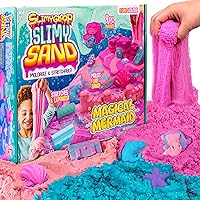 SLIMYGLOOP Slimy Sand Magical Mermaid, 3 Pounds of Play Sand in 3 Colors (Purple, Blue Glitter & Pink), Stretchy & Moldable, Expandable Sand, Great For Tactile Fun and Sensory Play, Ages 3, 4, 5, 6, 7