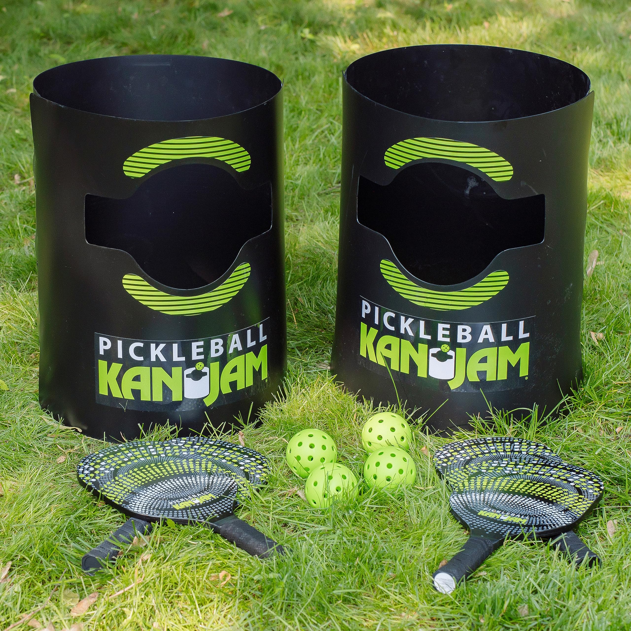 Kan Jam Pickleball - Play Pickleball Anywhere - Team Based Pickle Ball Game - Includes 4 Pickleball Paddles & 4 Pickleballs,Black/Green