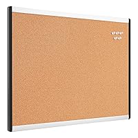 Amazon Basics Rectangular Cork Board with Aluminum/Plastic Frame and Mounting Tabs, 23