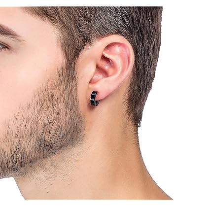 Jstyle 4 Pairs Stainless Steel Stud Earrings for Men Women Hoop Earrings Huggie Piercing 18G