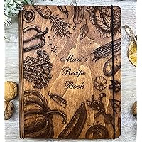 Personalized Wooden Blank Recipe Book Wooden Cookbook Blank Recipe Binder Gift Custom Recipe Journal Wooden Family Book Wedding Gift