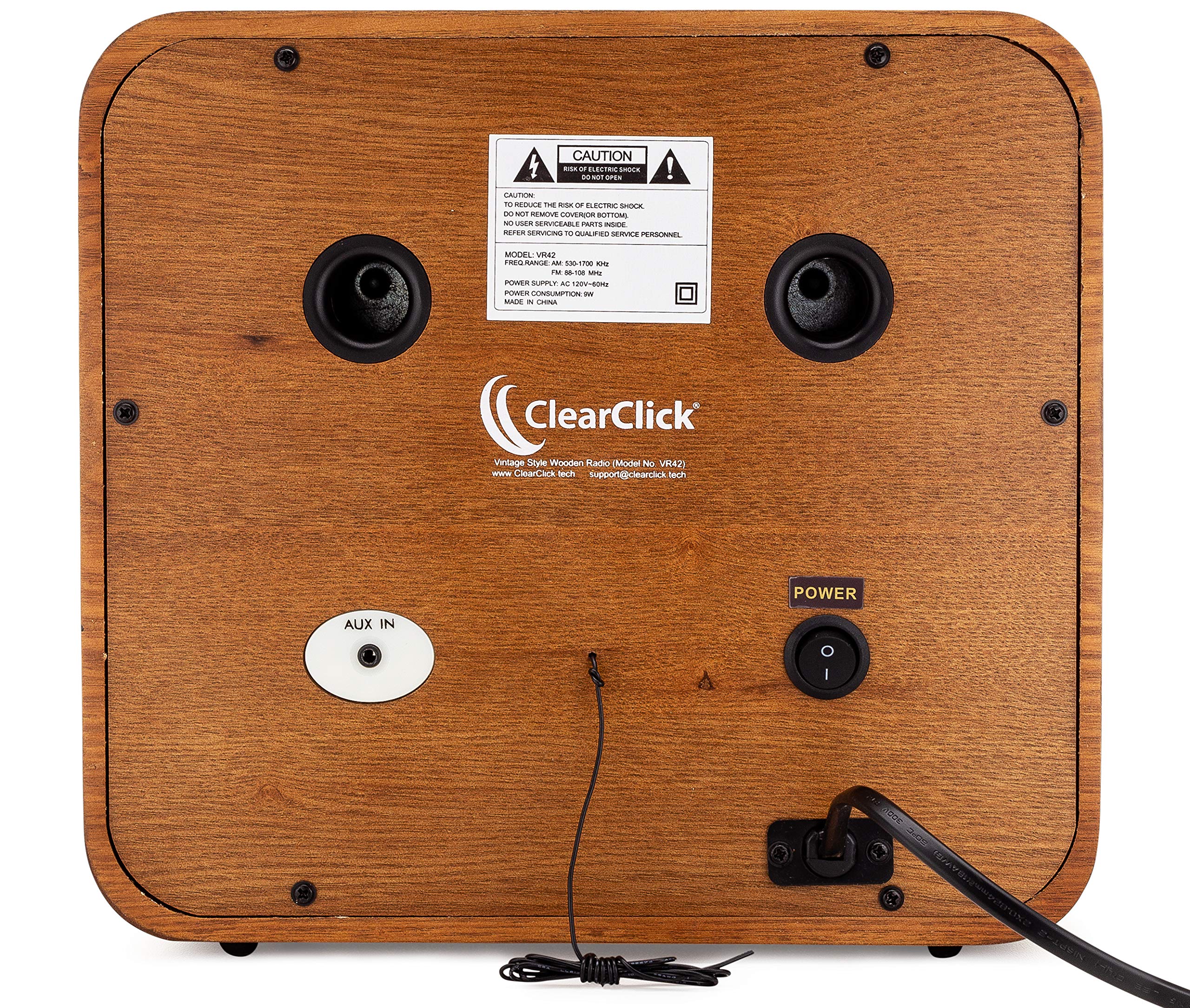 ClearClick Classic Vintage Retro Style AM/FM Radio with Bluetooth & Aux-in - Handmade Wooden Exterior