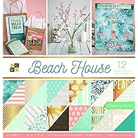 American Crafts DCWV Card Stock 12X12 Premium Printed Cardstock Stack, Beach House, Arts Crafts Supplies Decorative Card Stock For Printer Card Stock For Crafting And Scrapbooking